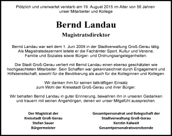 Traueranzeige von Bernd Landau von trauer.echo-online.de