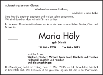 Traueranzeige von Maria Höly von Starkenburger Echo