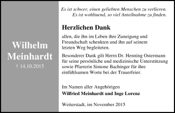 Traueranzeige von Wilhelm Meinhardt von trauer.echo-online.de