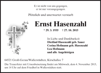 Traueranzeige von Ernst Hasenzahl von trauer.echo-online.de