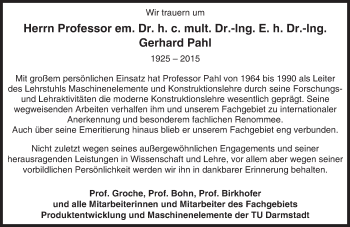 Traueranzeige von Gerhard Pahl von trauer.echo-online.de