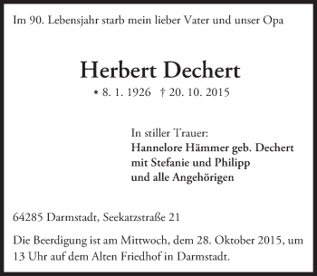 Traueranzeige von Herbert Dechert von trauer.echo-online.de
