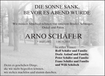 Traueranzeige von Arno Schäfer von trauer.echo-online.de