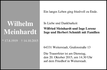 Traueranzeige von Wilhelm Meinhardt von trauer.echo-online.de