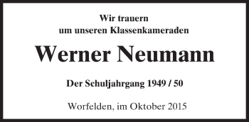 Traueranzeige von Werner Neumann von trauer.echo-online.de