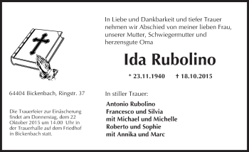 Traueranzeige von Ida Rubolino von trauer.echo-online.de