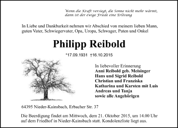 Traueranzeige von Philipp Reibold von trauer.echo-online.de