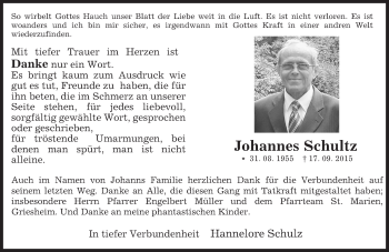 Traueranzeige von Johannes Schultz von trauer.echo-online.de