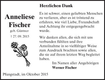 Traueranzeige von Anneliese Fischer von trauer.echo-online.de