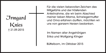 Traueranzeige von Irmgard Knies von trauer.echo-online.de