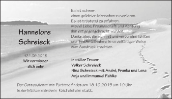 Traueranzeige von Hannelore Schreieck von trauer.echo-online.de