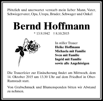 Traueranzeige von Bernd Hoffmann von trauer.echo-online.de