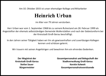 Traueranzeige von Heinrich Urban von trauer.echo-online.de
