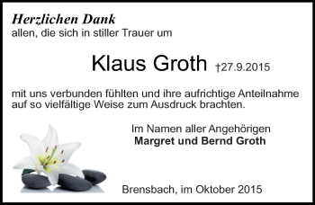 Traueranzeige von Klaus Groth von trauer.echo-online.de