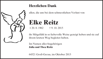 Traueranzeige von Elke Reitz von trauer.echo-online.de