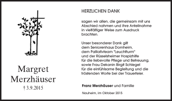 Traueranzeige von Margret Merzhäuser von trauer.echo-online.de