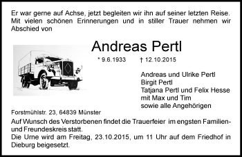 Traueranzeige von Andreas Pertl von trauer.echo-online.de