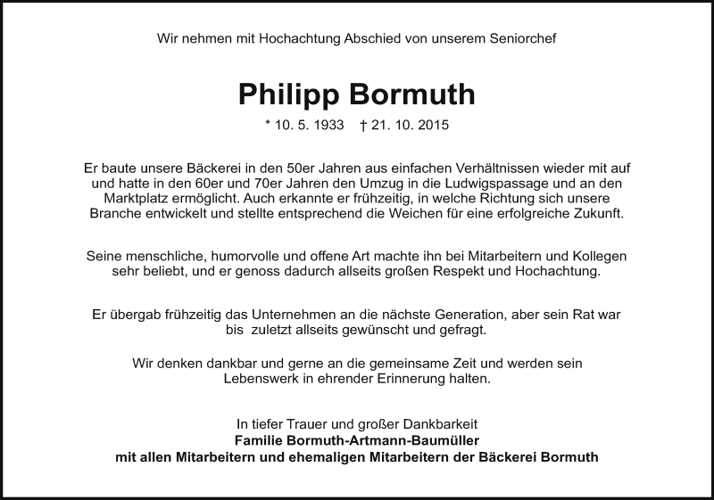  Traueranzeige für Philipp Bormuth vom 24.10.2015 aus trauer.echo-online.de