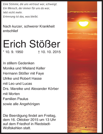 Traueranzeige von Erich Stößer von trauer.echo-online.de