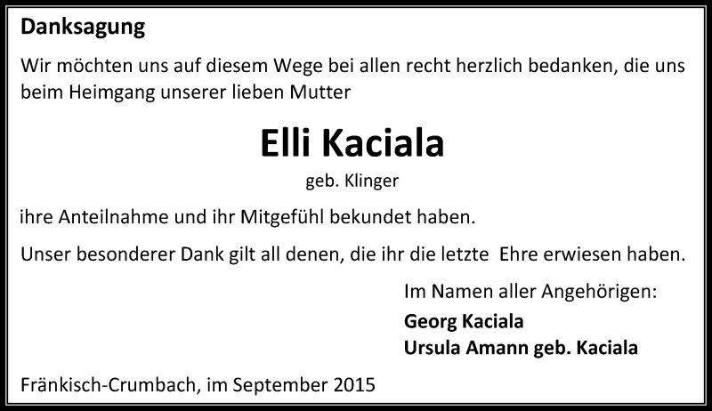  Traueranzeige für Elli Kaciala vom 02.10.2015 aus trauer.echo-online.de