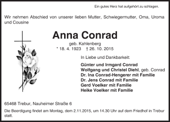 Traueranzeige von Anna Conrad von trauer.echo-online.de