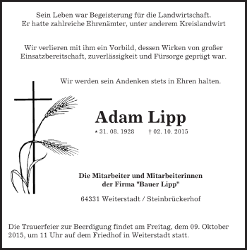Traueranzeige von Adam Lipp von trauer.echo-online.de