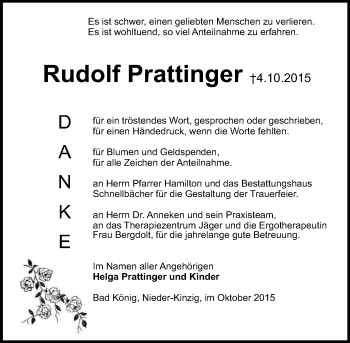 Traueranzeige von Rudolf Prattinger von trauer.echo-online.de