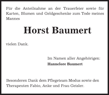 Traueranzeige von Horst Baumert von trauer.echo-online.de
