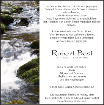 Traueranzeige von Robert Best von trauer.echo-online.de