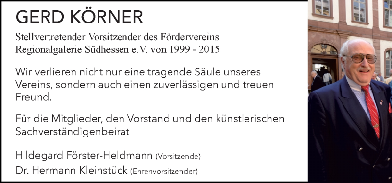  Traueranzeige für Gerd Körner vom 10.10.2015 aus trauer.echo-online.de