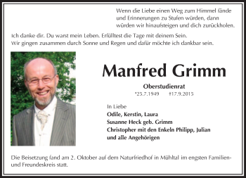 Traueranzeige von Manfred Grimm von trauer.echo-online.de