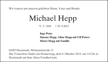 Traueranzeige von Michael Hepp von trauer.echo-online.de