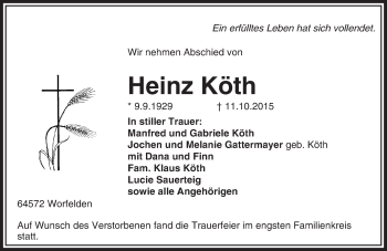 Traueranzeige von Heinz Köth von trauer.echo-online.de