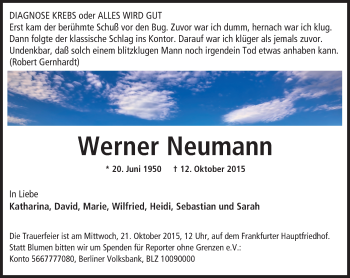 Traueranzeige von Werner Neumann von trauer.echo-online.de