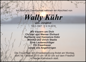Traueranzeige von Wally Kühr von trauer.echo-online.de
