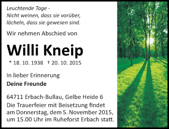 Traueranzeige von Willi Kneip von trauer.echo-online.de