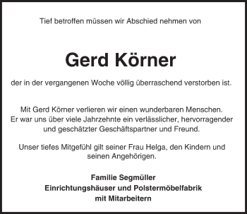 Traueranzeige von Gerd Körner von trauer.echo-online.de