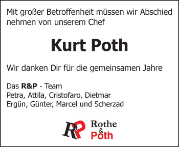 Traueranzeige von Kurt Poth von trauer.echo-online.de