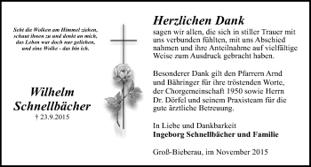 Traueranzeige von Wilhelm Schnellbächer von trauer.echo-online.de