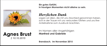 Traueranzeige von Agnes Brust von trauer.echo-online.de