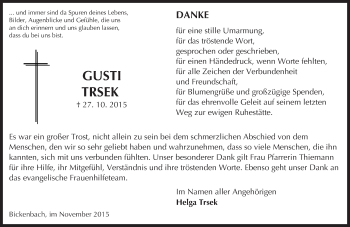 Traueranzeige von Gusti Trsek von trauer.echo-online.de