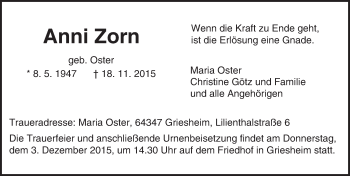 Traueranzeige von Anni Zorn von trauer.echo-online.de