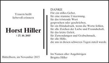 Traueranzeige von Horst Hiller von trauer.echo-online.de