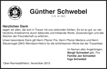 Traueranzeige von Günther Schwebel von trauer.echo-online.de