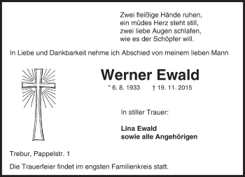 Traueranzeige von Werner Ewald von trauer.echo-online.de