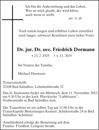Traueranzeige von Friedrich Dormann von trauer.echo-online.de