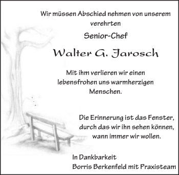 Traueranzeige von Walter G. Jarosch von trauer.echo-online.de