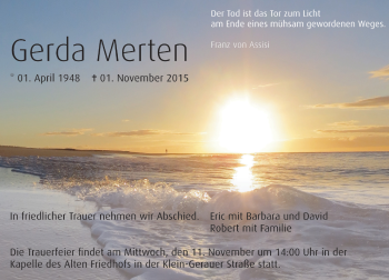 Traueranzeige von Gerda Merten von trauer.echo-online.de