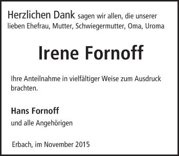 Traueranzeige von Irene Fornoff von trauer.echo-online.de