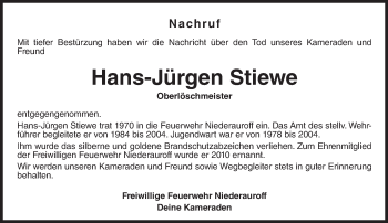 Traueranzeige von Hans-Jürgen Stiewe von  Idsteiner Zeitung